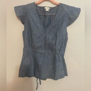 Denim colored wrap style top